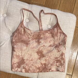PINK Victoria's Secret Brown and Tan Tie-Dye Cropped Camisole